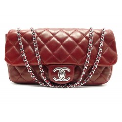 SAC CHANEL TIMELESS CUIR BORDEAUX ET NYLON 