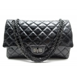 SAC A MAIN CHANEL 2.55 SO BLACK BANDOULIERE EN CUIR MATELASSE NOIR PURSE 4800€