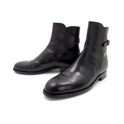 CHAUSSURES JM WESTON JODHPUR 740 BOTTINES 8.5D 42.5 A BOUCLE CUIR NOIR BOOT 910€