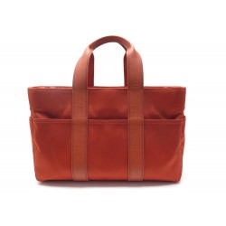 SAC A MAIN HERMES ACAPULCO MM 38 CM EN TOILE & CUIR ORANGE CANVAS HAND BAG 2060€