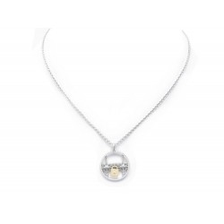 NEUF COLLIER PENDENTIF TOURNAIRE COEUR PONT EN ARGENT ET OR SILVER NECKLACE 310