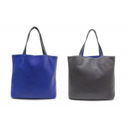 SAC A MAIN HERMES DOUBLE SENS 36 CUIR TAURILLON CLEMENCE BLEU GRIS PURSE 2680€