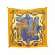 FOULARD HERMES FESTIVAL PAR HENRI D ORIGNY EN SOIE JAUNE YELLOW SILK SCARF 370€