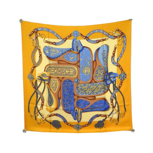 FOULARD HERMES FESTIVAL SOIE JAUNE