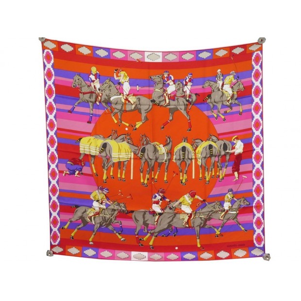 FOULARD HERMES LES PONEYS DE POLO SOIE MULTICOLORE