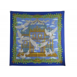 NEUF FOULARD HERMES UNITED NATIONS CARRE 90 EN SOIE BLEU SILK BLUE SCARF 370