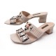 CHAUSSURES LOUIS VUITTON MULES A TALON EN DAIM BEIGE & PERLES COURT SHOES 750