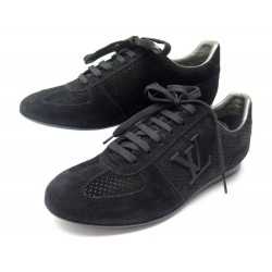 NEUF CHAUSSURES LOUIS VUITTON 35.5 BASKETS DAIM NOIR BLACK SUEDE SNEAKERS 550€