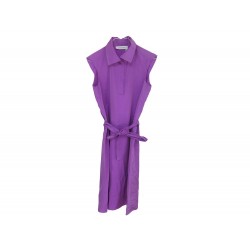 ROBE SANS MANCHES YVES SAINT LAURENT 36 S COTON SOIE VIOLET PURPLE DRESS 1900€