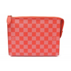 NEUF POCHETTE LOUIS VUITTON N41299 ELEMENT TOILE DAMIER ORANGE CANVAS POUCH 635