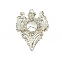 NEUF BROCHE CHRISTIAN LACROIX COEUR MIROIR METAL ARGENTE + POCHON SILVER BROOCH