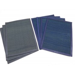 LOT DE 7 SETS DE TABLE HERMES EN CUIR TRESSE BLEU & GRIS LEATHER PLACEMATS