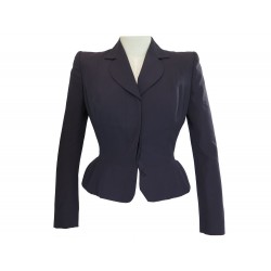 NEUF VESTE COURTE CINTREE JOHN GALLIANO EN LAINE PRUNE T 38 M WOOL JACKET 765