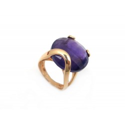 BAGUE TAILLE 54 EN OR JAUNE 18K 13.6 GR PIERRE AMETHYSTE YELLOW GOLD RING