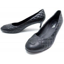 CHAUSSURES CHANEL G30354 LOGO CC ESCARPINS 41 EN CUIR NOIR MATELASSE SHOES 790€