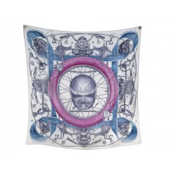 NEUF FOULARD HERMES ROUTE 24 CHALE CARRE 140 LAINE & SOIE BLEU & ROSE SCARF 650