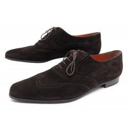 CHAUSSURES SANTONI RICHELIEU EN DAIM MARRON 10.5 IT 45 FR OXFORD SHOES 620€