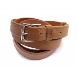 CEINTURE HERMES ETRIVIERE DOUBLE TOUR T80 EN CUIR MARRON BOUCLE ACIER BELT 790€