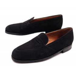 CHAUSSURES JM WESTON 119 MOCASSINS 6.5C 40 EN DAIM NOIR SUEDE LOAFERS SHOES 610