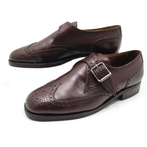 CHAUSSURES JM WESTON MOCASSINS A BOUCLE 5D 39 BOUT FLEURI CUIR MARRON SHOES 750€