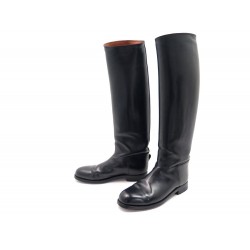 CHAUSSURES JM WESTON BOTTES EQUITATION 10 44 EN CUIR NOIR LEATHER HORSE BOOTS