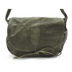 NEUF SAC A MAIN BRONTIBAY CARLY EN CUIR KAKI KHAKI LEATHER HAND BAG PURSE 315