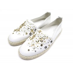 NEUF CHAUSSURES LOUIS VUITTON ESPADRILLES BLANC CUIR T40 