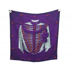 FOULARD HERMES BRANDEBOURG CATY LATHAM CARRE 70 SOIE VIOLET PURPLE SCARF 280