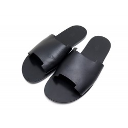 NEUF SANDALES HERMES EN CUIR NOIR TAILLE 45 HOMME BLACK LEATHER SANDAL MAN 520