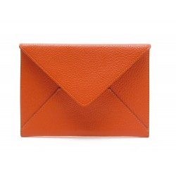 POCHETTE ENVELOPPE HERMES EN CUIR CHEVRE MYSORE GM 15 CM ORANGE CLUTCH 760€