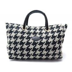 SAC A MAN LONGCHAMP EN TWEED NOIR ET BLANC BLACK AND WHITE SHOULDER HAND BAG