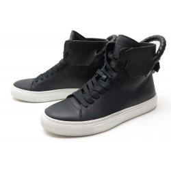 NEUF CHAUSSURES BASKET BUSCEMI SNEAKERS MONTANTES 39 IT 40 FR EN CUIR BLEU 700€