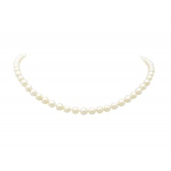 COLLIER DE 57 PERLES NACREES 7 MM TAILLE 47 CM FERMOIR EN OR 18K PEARLS NECKLACE