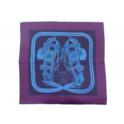 NEUF FOULARD HERMES GAVROCHE BRIDES DE GALA BRODE MAIN EN SOIE VIOLET SCARF 165