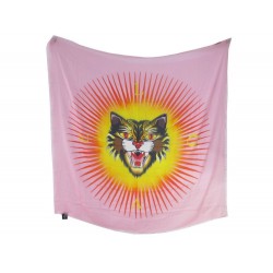 NEUF FOULARD CHALE GUCCI BLACK SUN 475895 MODAL & SOIE ROSE PINK SILK SCARF 300€