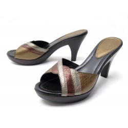 NEUF CHAUSSURES FENDI 37.5 38.5 FR SANDALES A TALONS EN CUIR SANDAL SHOES 580