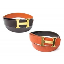 CEINTURE HERMES LIEN REVERSIBLE T 90 BOUCLE H DORE BELT 