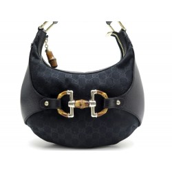 SAC A MAIN GUCCI AMALFI BAMBOO HOBO 154378 TOILE MONOGRAMME GG NOIR HANDBAG 875€