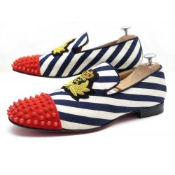 CHAUSSURES CHRISTIAN LOUBOUTIN MOCASSINS HARVANANA 43 SLIPPERS TISSU SHOES 745€