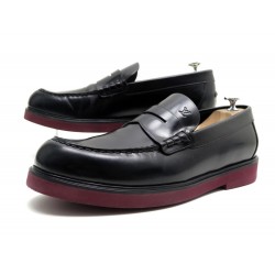 CHAUSSURES LOUIS VUITTON MOCASSINS 10 44 EN CUIR NOIR LOAFFER LEATHER SHOES 600€