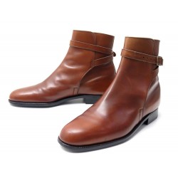 CHAUSSURES JM WESTON JODHPUR 794 10E 44 CUIR MARRON LOX BOOTS 