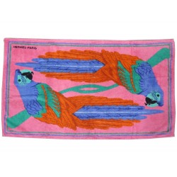 DRAP DE BAIN PLAGE HERMES LES PERROQUETS SERVIETTE PARROT BATH BEACH TOWEL 430€