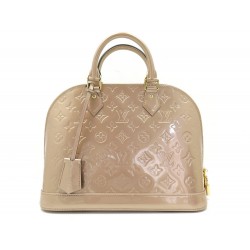 NEUF SAC A MAIN LOUIS VUITTON ALMA PM MONOGRAM CUIR VERNI BEIGE HAND BAG 1750€