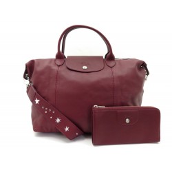 NEUF SAC A MAIN LONGCHAMP PLIAGE S BANDOULIERE CUIR BORDEAUX + PORTEFEUILLE 700€