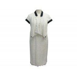 ROBE CHANEL A MANCHES COURTES T 38 M EN DENTELLE COTON BEIGE COTTON DRESS 2200€