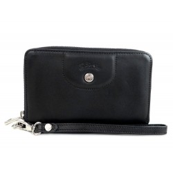 PORTEFEUILLE COMPACT LONGCHAMP LE PLIAGE CUIR NOIR LEATHER BILLFOLD WALLET 190€