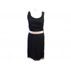 ROBE MI LONGUE LANVIN FEMME L 42 44 EN BAMBOU & COTON NOIR BLACK DRESS 1000