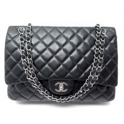  - SAC A MAIN CHANEL TIMELESS MAXI JUMBO CUIR MATELASSE NOIR 