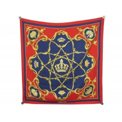 FOULARD HERMES CROWN 1ERE EDITION 1969 ABADIE EN SOIE ROUGE + BOITE SCARF 370€