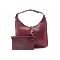 VINTAGE SAC A MAIN HERMES TRIM EN CUIR BOX BORDEAUX POCHETTE HANDBAG PURSE 2810€